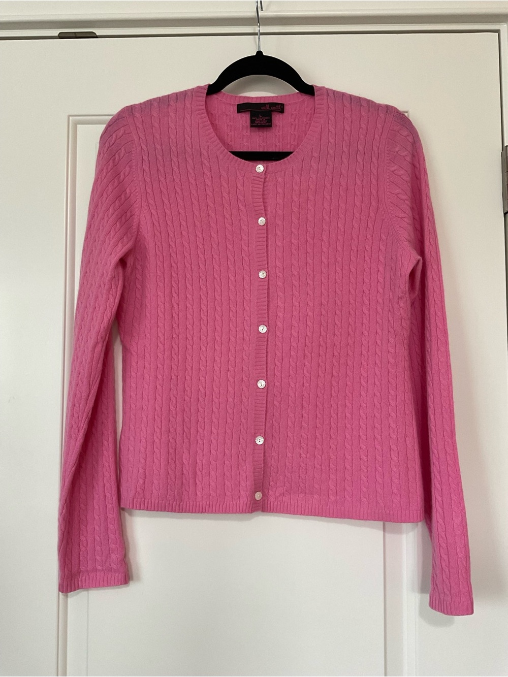 Willi Smith Pink Cable-Knit Cashmere Cardigan